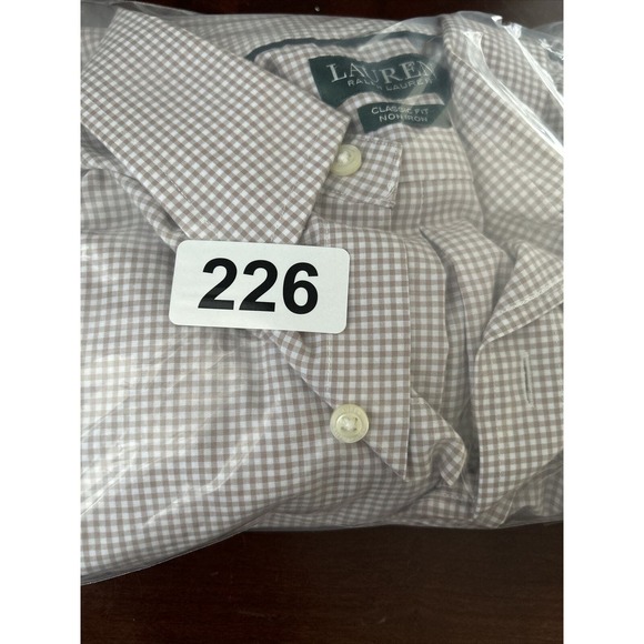 RALPH LAUREN Classic Fit Long Sleeve Button Shirt 15 M‎ Brown Gingham Plaid - Picture 8 of 8